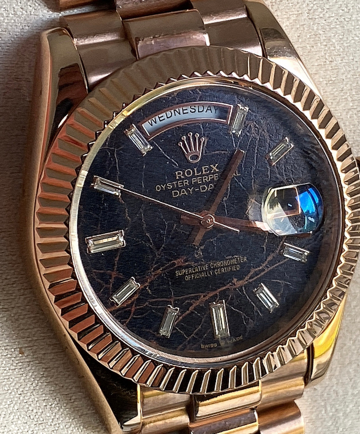 40 mm رولكس داي ديت روز جولد مينا ماربل شركليت - سوبر ماستر