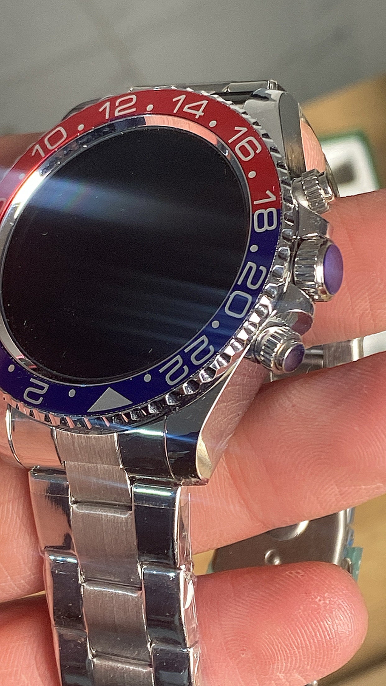 ساعه ببسي فضي و ذهبي + سماعات ماي بودز