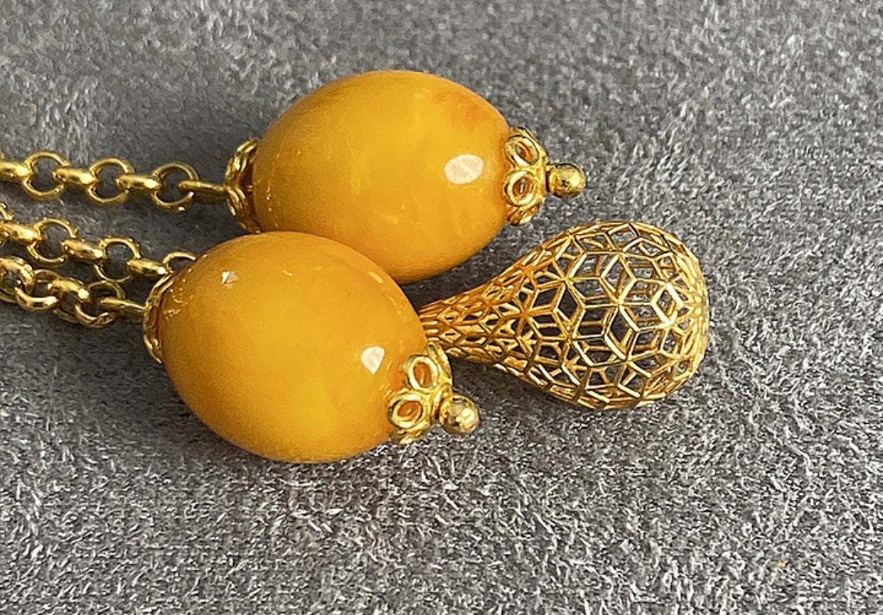 سبحة كهرب ألماني كبس - ذهب صافي عيار ٢١ ( ليس طلاء )