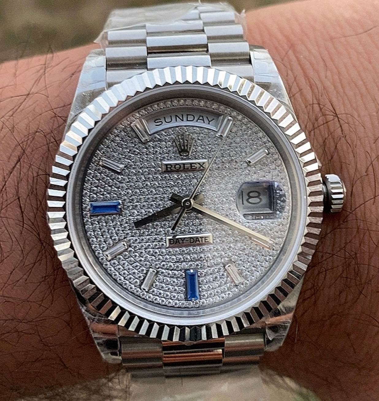 Rolex DayDate Pave Dial - كلين ماكينة طبق الاصل و رقم تسلسلي