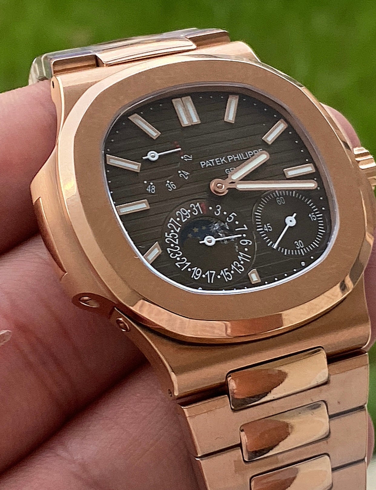  40 mm patek philippe 5712 - تطابق ١٠٠٪ ماكينة سويسري ذهب وردي عيار ١٨ طلاء بنفس درجة الباتيك