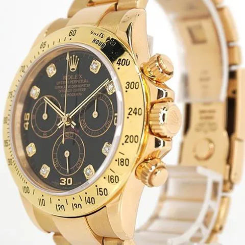 Rolex Cosmograph Daytona – Full Yellow Gold with Black Dial & Diamond Hour Markers 40 mm