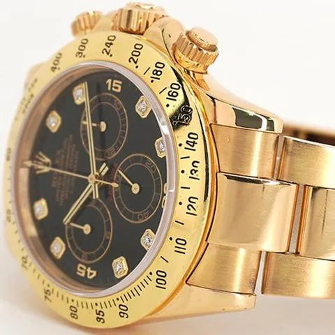 Rolex Cosmograph Daytona – Full Yellow Gold with Black Dial & Diamond Hour Markers 40 mm