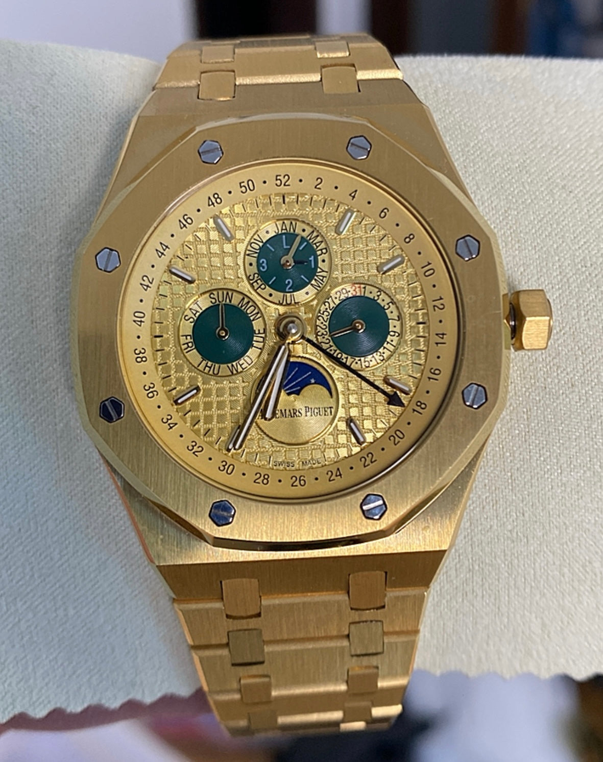 AP Royal Oak Calendar Full gold 41 mm - مصنع كلون طبق الاصل