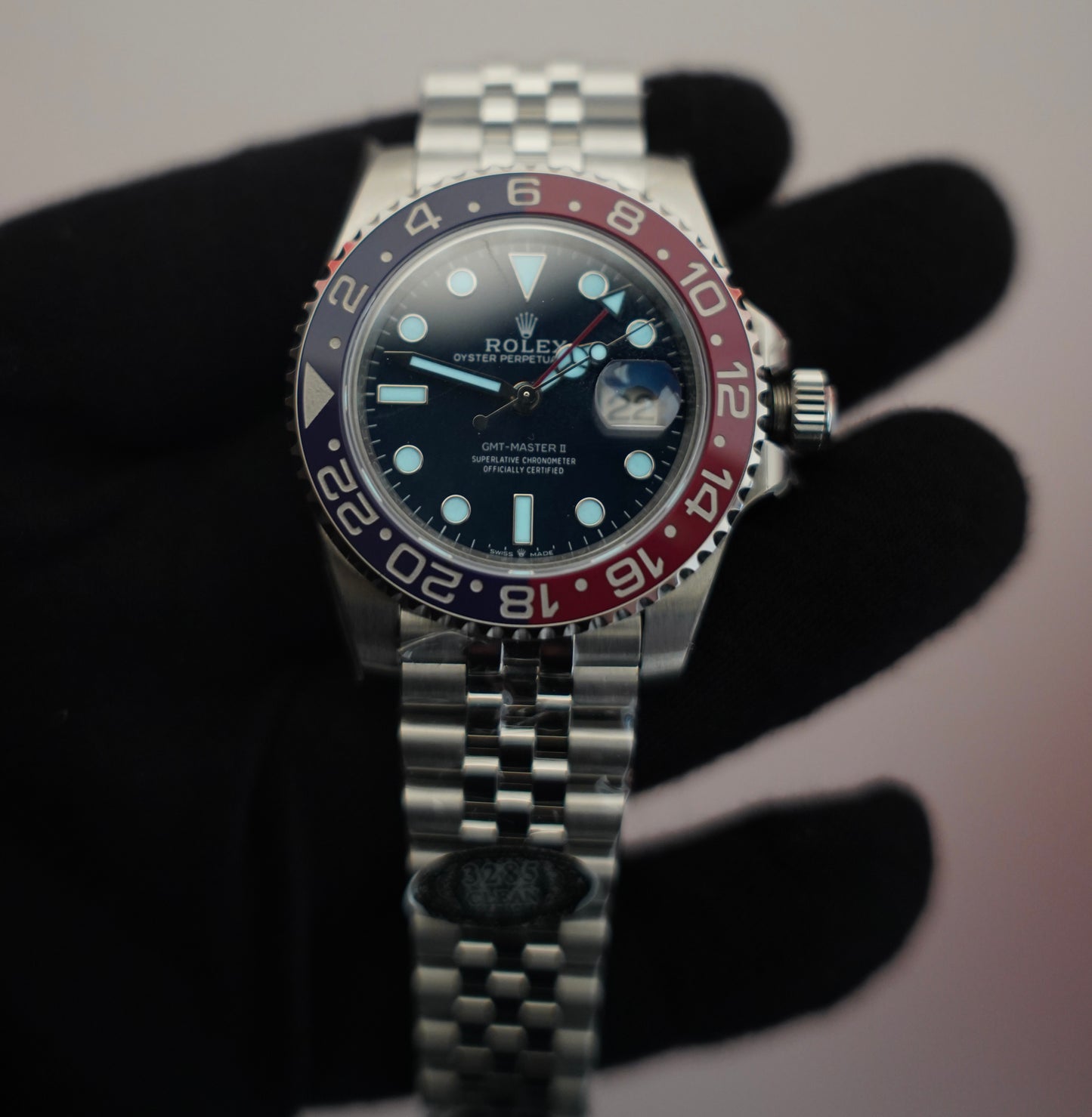40 mm رولكس جي إم تي ماستر 2 وايت غولد بيبسي