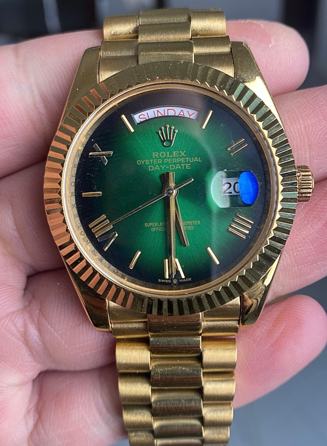 40 mm رولكس داي ديت جرين ديل كلين تايتل ( مستعمل بحالة الجديد)