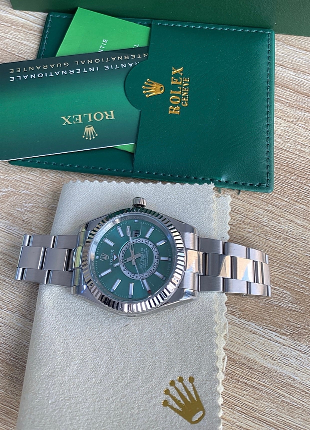 42 mm  رولكس سكاي دولر جرين ديل - الساعة كلون ١٠٠٪