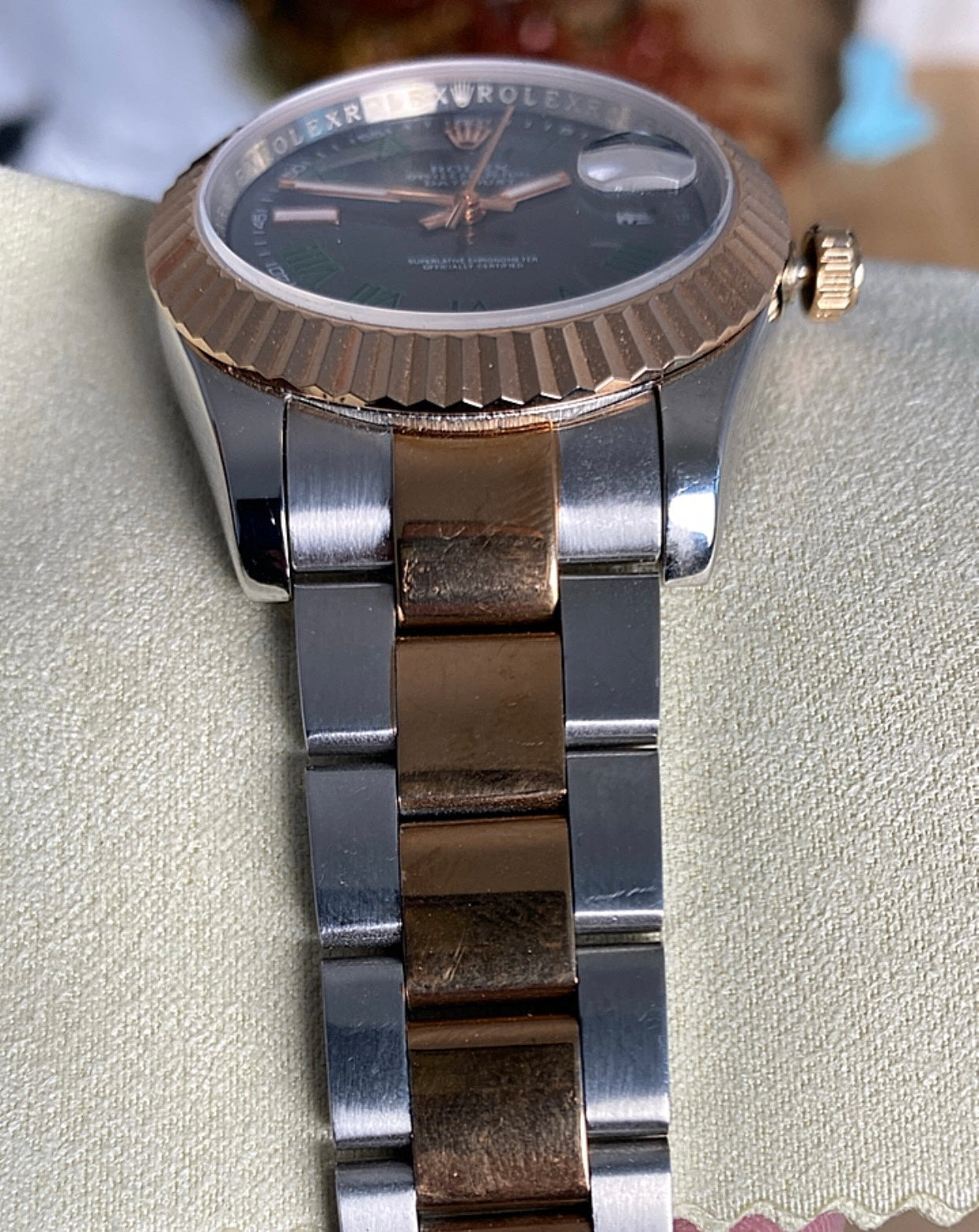 41 mm رولكس داي جست مستعملة اصدار نادر ويمبلدون روز جولد
