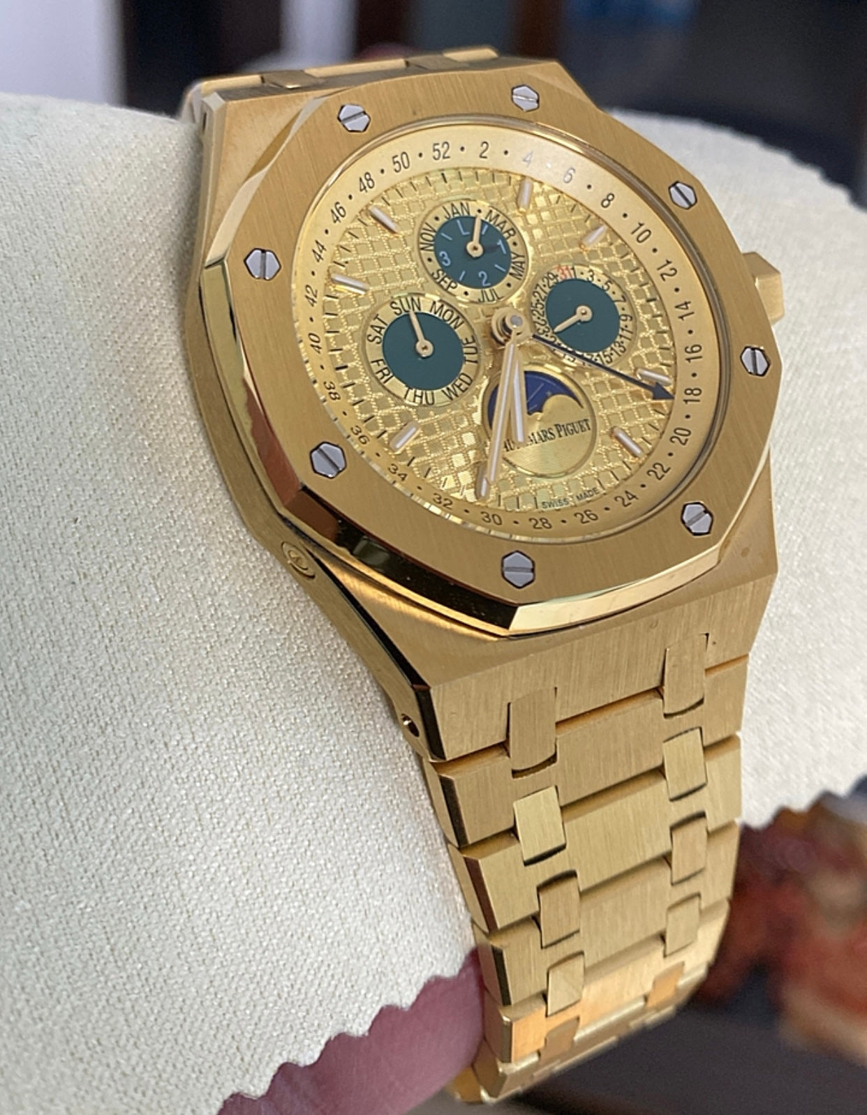 AP Royal Oak Calendar Full gold 41 mm - مصنع كلون طبق الاصل