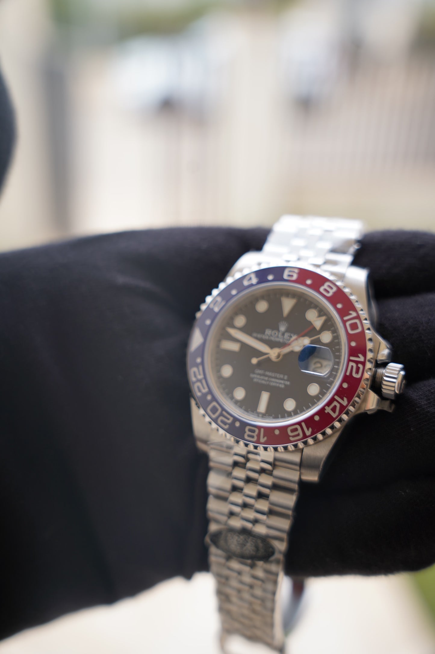 40 mm السعر بالاردني 550  دينار رولكس جي إم تي ماستر 2 وايت غولد بيبسي