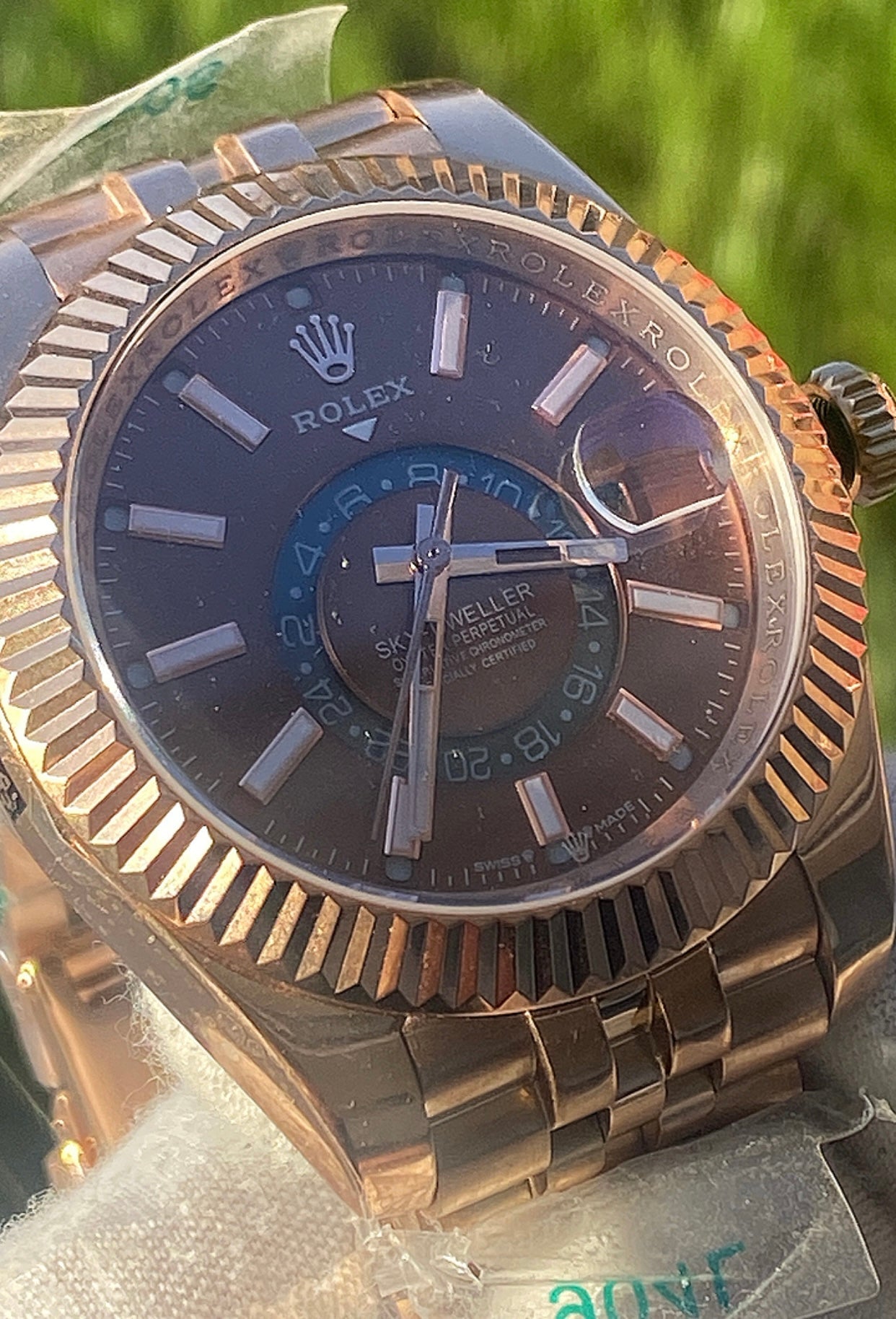 42 mm ساعة رولكس سكاي دولر سوبر كلين - روز جولد بالكامل