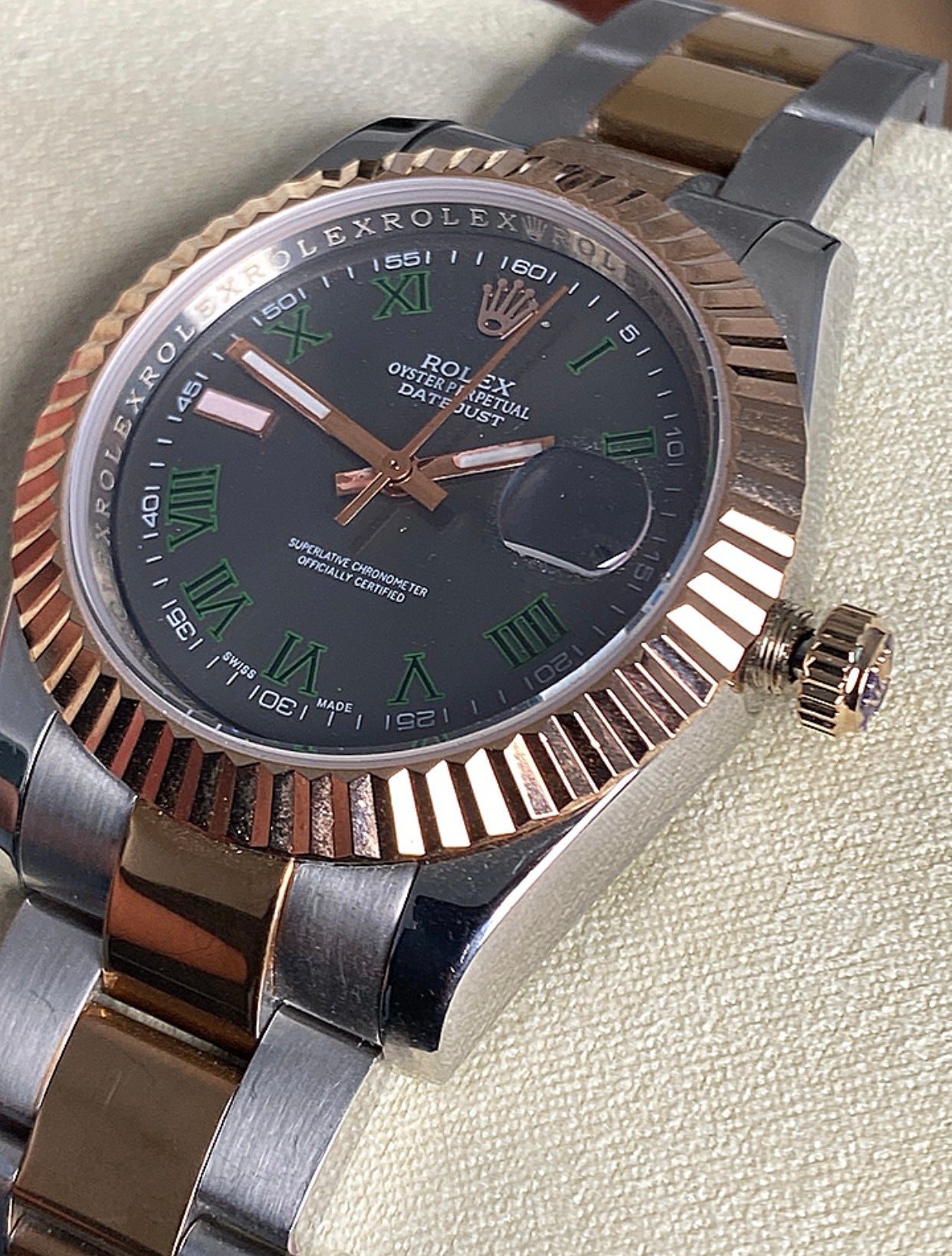 41 mm رولكس داي جست مستعملة اصدار نادر ويمبلدون روز جولد