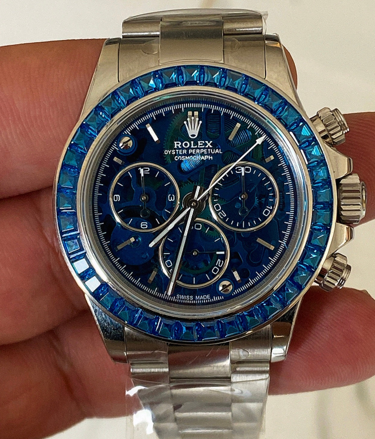 Rolex Daytona Blue Ruby 40 mm -قطعة كلين طبق الأصل ماكينة سويسري طبق الأصل متوفر حبة واحدة في كل العراق
