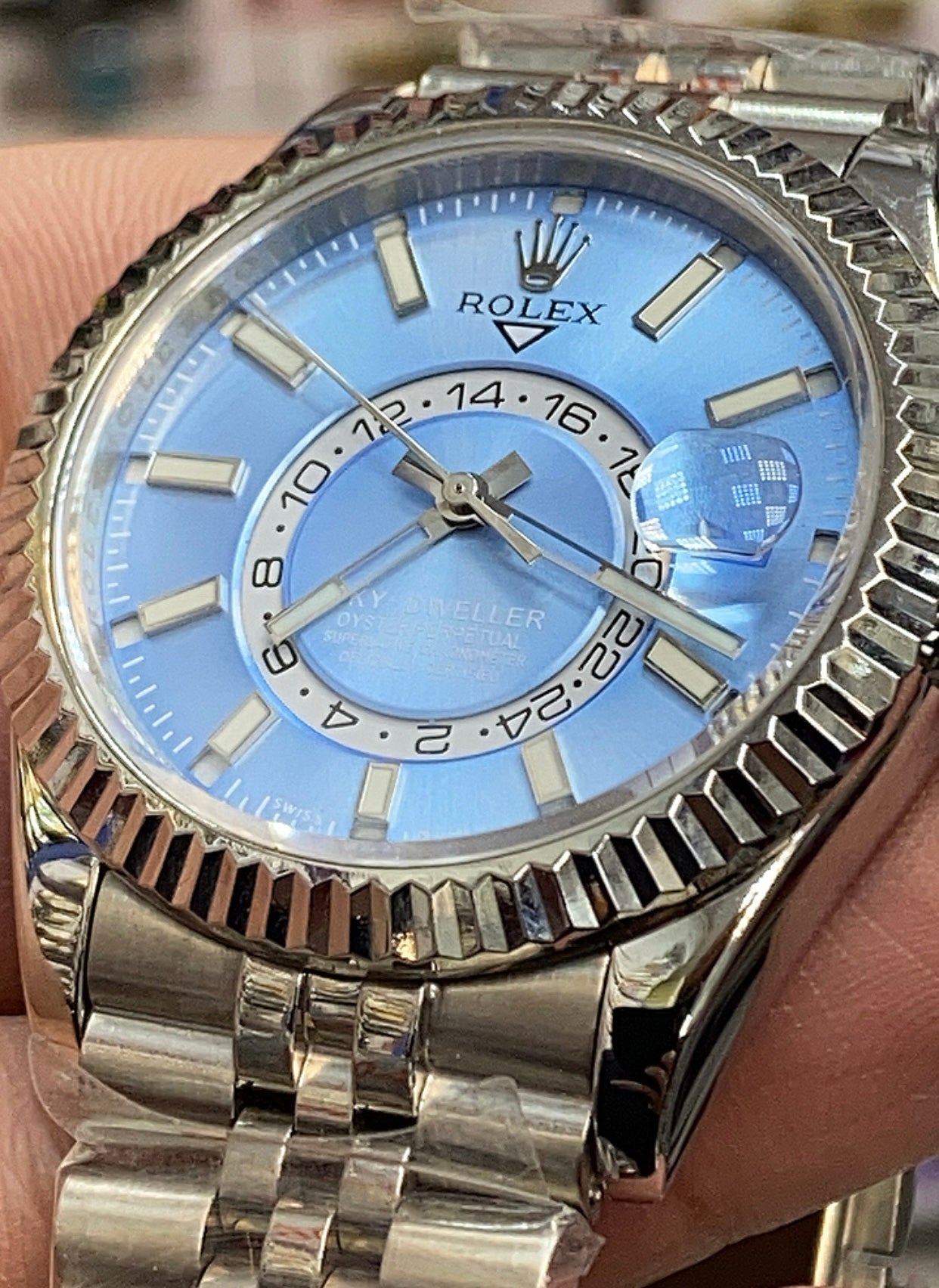 42 mm رولكس سكاي دولر سكاي بلو كلين تايتل - قطعة واحدة