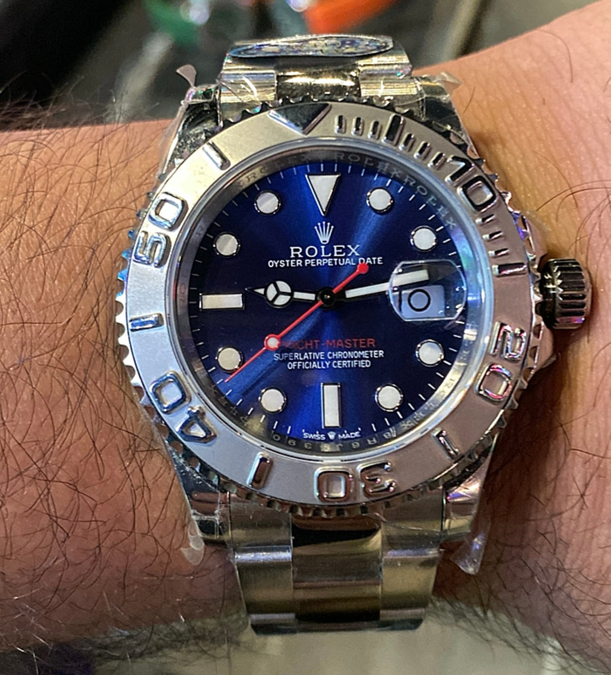 رولكس ياخت ماستر ون مينا ازرق بيزل تيتانيوم- كلين طبق الأصل ماكينة سويسري حبة واحدة