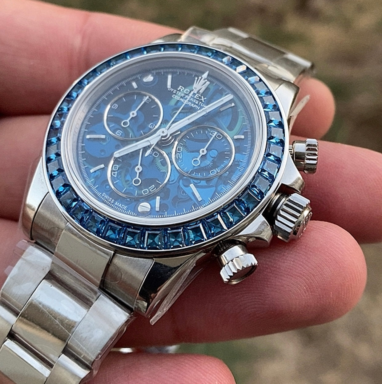 Rolex Daytona Blue Ruby- حبة واحدة طبق الأصل (السعر بالاردني 1500دينار واصلة لعمان)