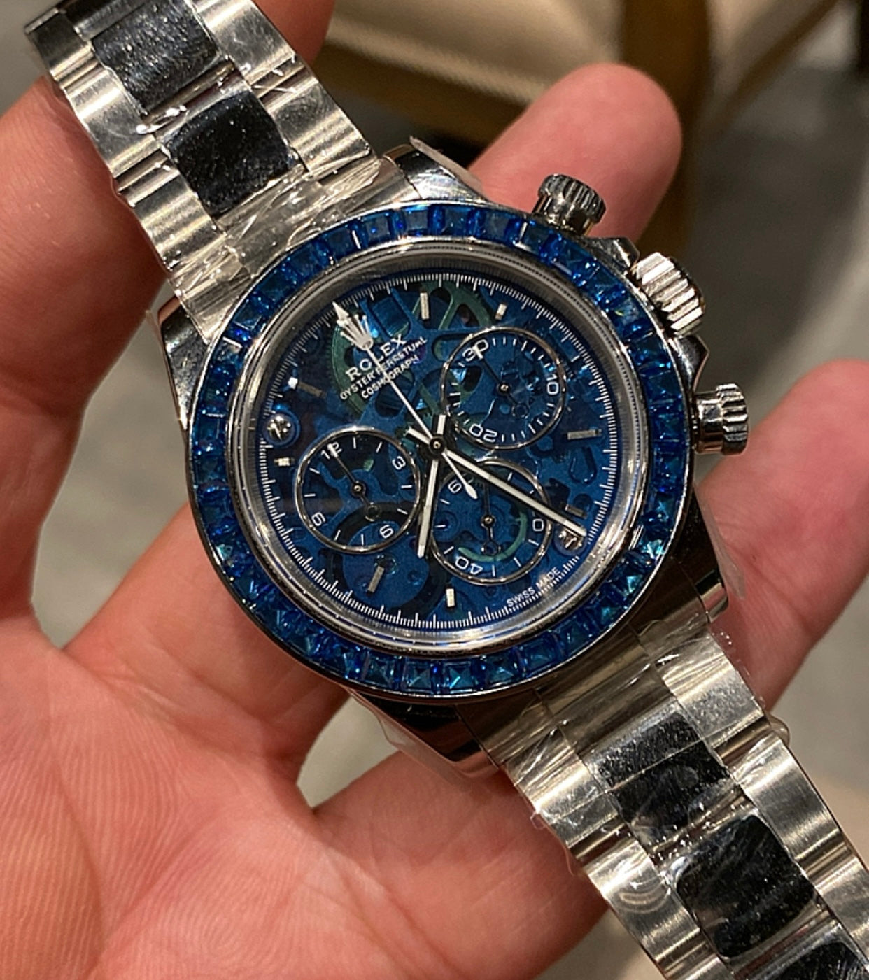 روليكس داي تونا بلو روبي - حبة طبق الاصل نادرة ماكينة سويسري نادرة