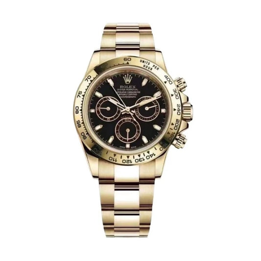 40 mm رولكس دايتونا ذهب أصفر مينا أسود