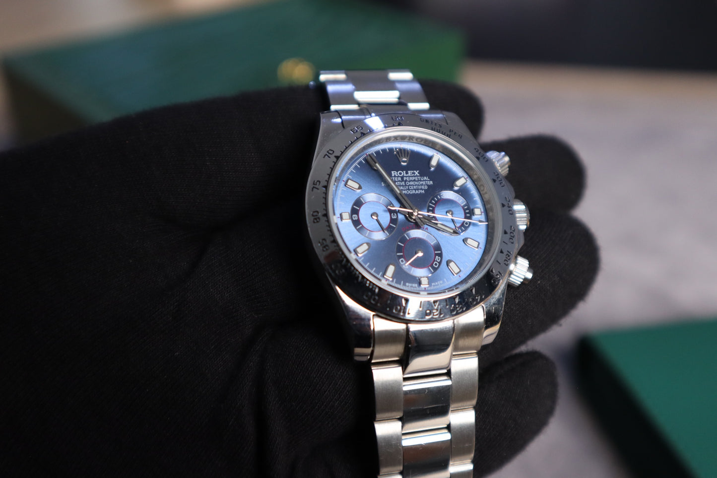 رولكس دايتونا جراند ماستر مينا نيلي فول ستانلس