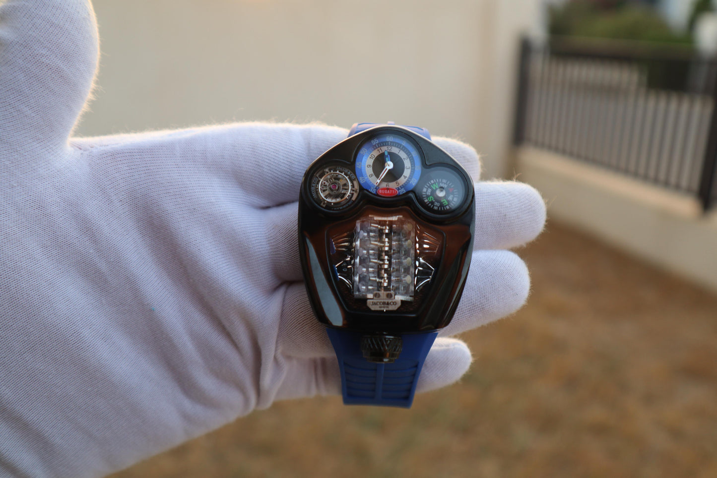 Jacob & Co - جاكوب بوجاتي شيريون كلين ستراب كحلي