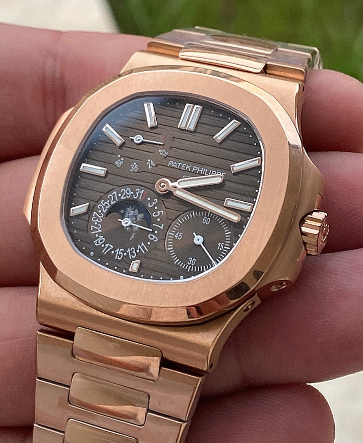  40 mm patek philippe 5712 - تطابق ١٠٠٪ ماكينة سويسري ذهب وردي عيار ١٨ طلاء بنفس درجة الباتيك