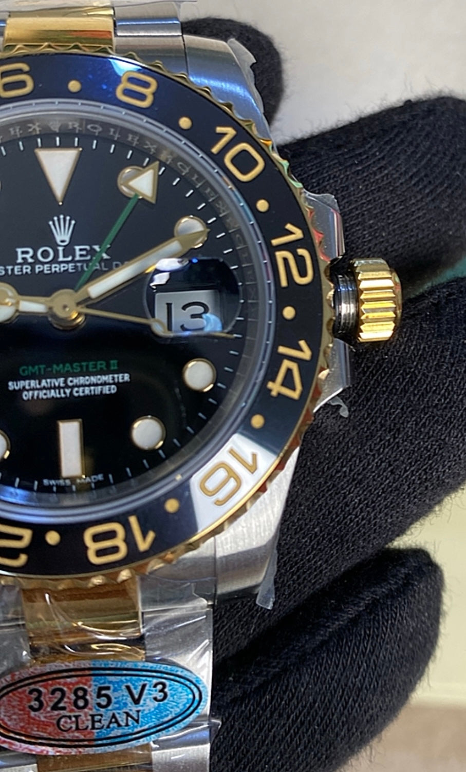 40 mm رولكس جي ام تي جولد اويستر تو تون - طلاء ذهب ١٨ طبق الاصل ، ماكينة سويسري - حبة واحدة فقط