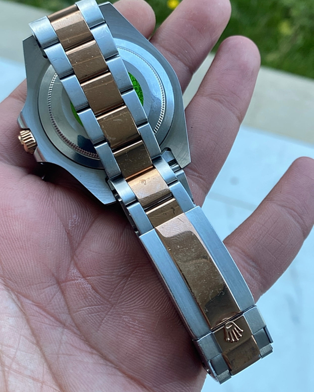 43 mm رولكس رووت بير مينا اسود - ستراب فضي + روز جولد اصدار خاص