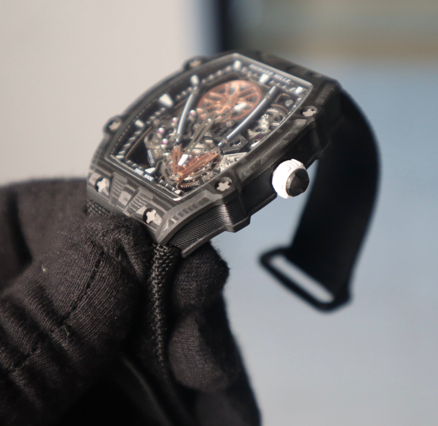 Richard Mille 27-03. Carbon Fiber- اخف ساعة بالعالم قطعة وحدة كلين طبق الاصل و الوزن