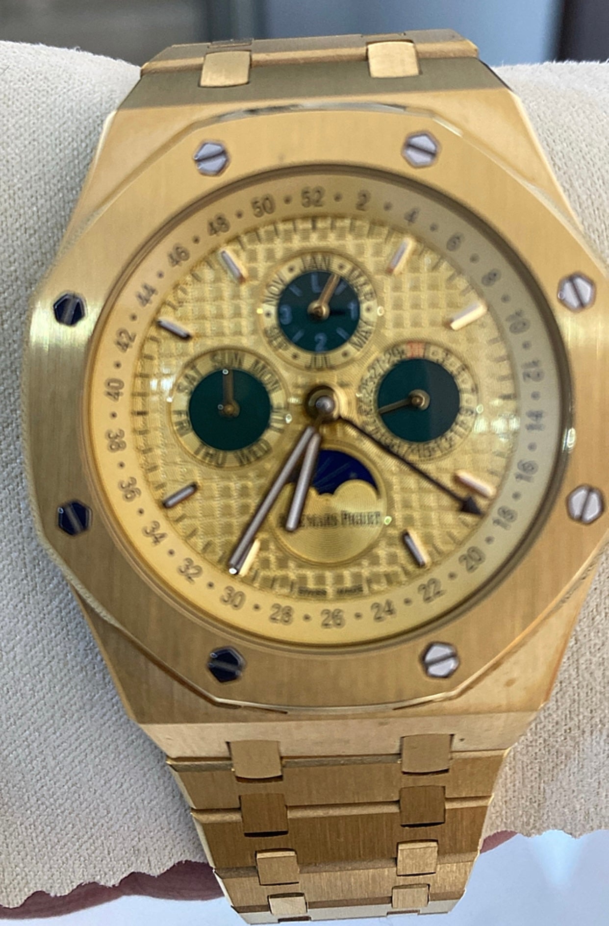 AP Royal Oak Calendar Full gold 41 mm - مصنع كلون طبق الاصل