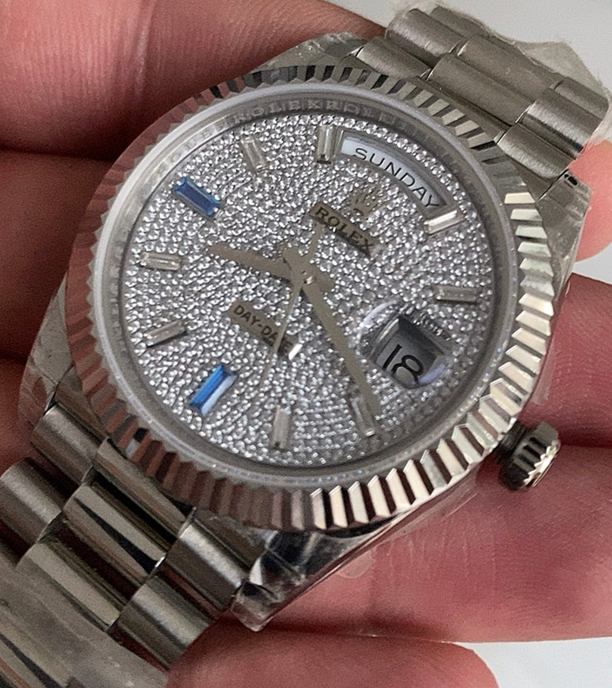 Rolex DayDate Pave Dial - كلين ماكينة طبق الاصل و رقم تسلسلي