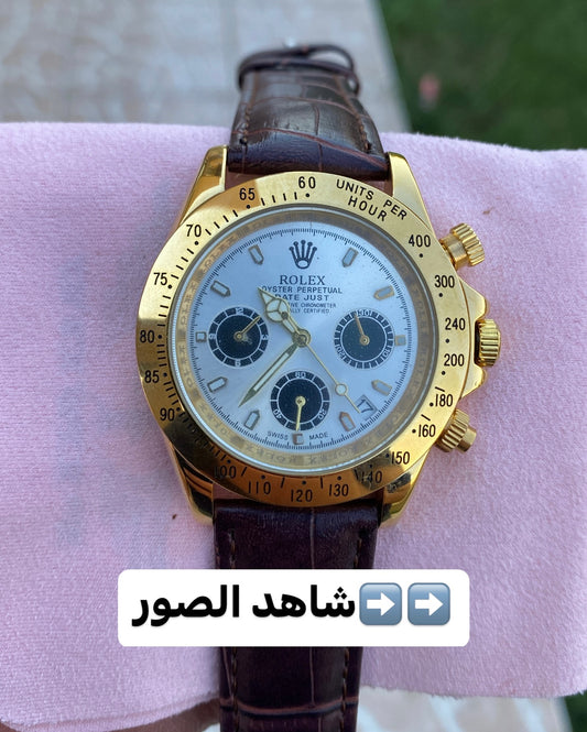 رولكس دايتونا ذهبي جلد خمري - صناعه ماليزيه ماستر كواليتي
