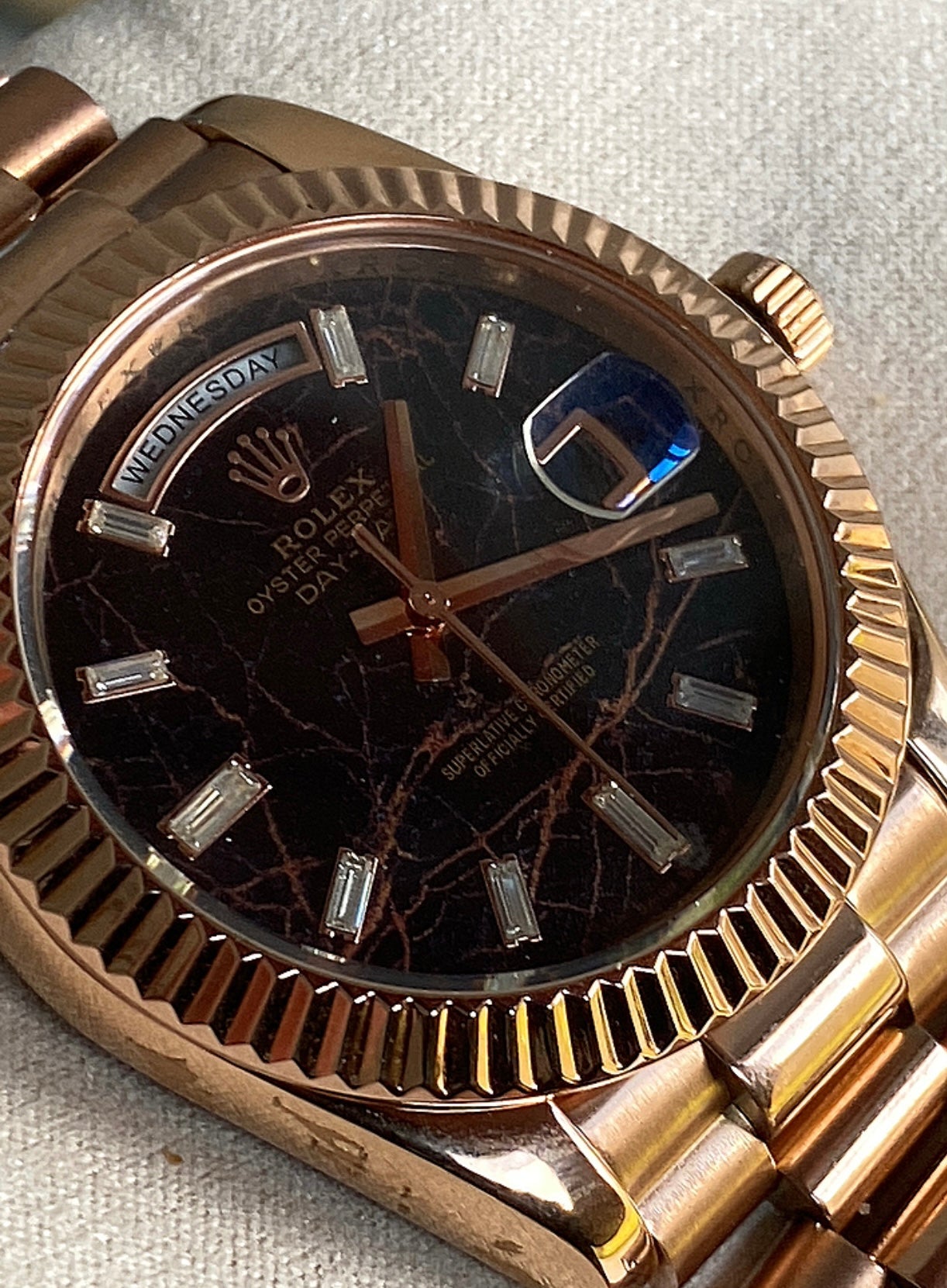 40 mm رولكس داي ديت روز جولد مينا ماربل شركليت - سوبر ماستر