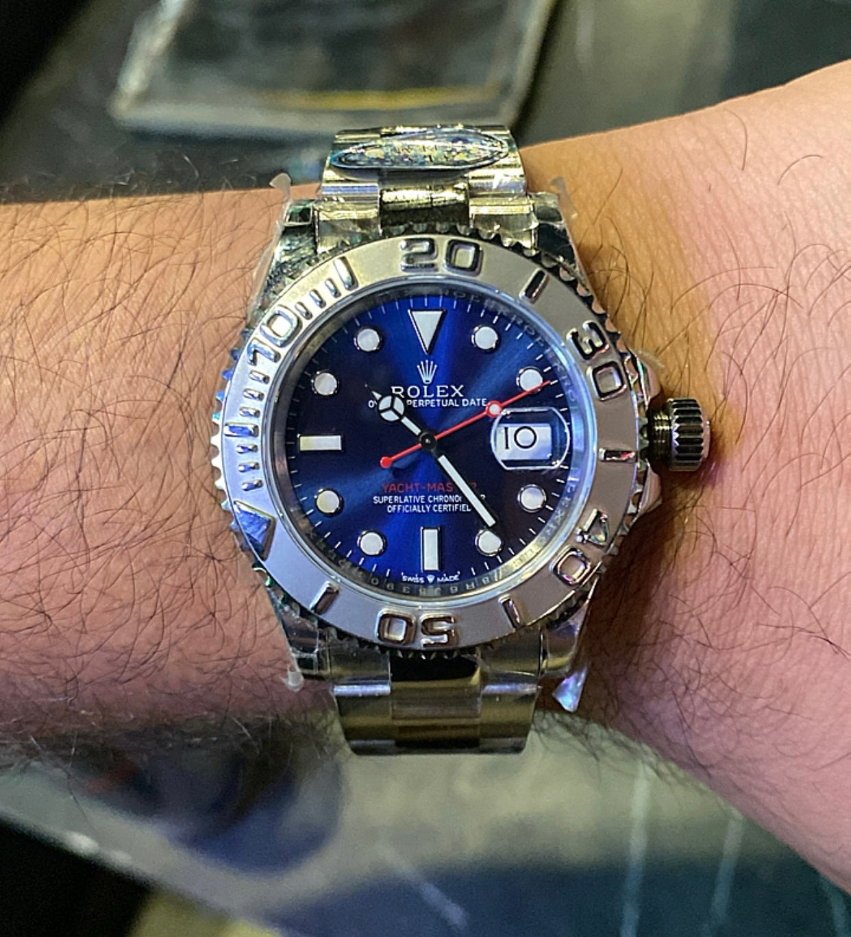 رولكس ياخت ماستر ون مينا ازرق بيزل تيتانيوم- كلين طبق الأصل ماكينة سويسري حبة واحدة