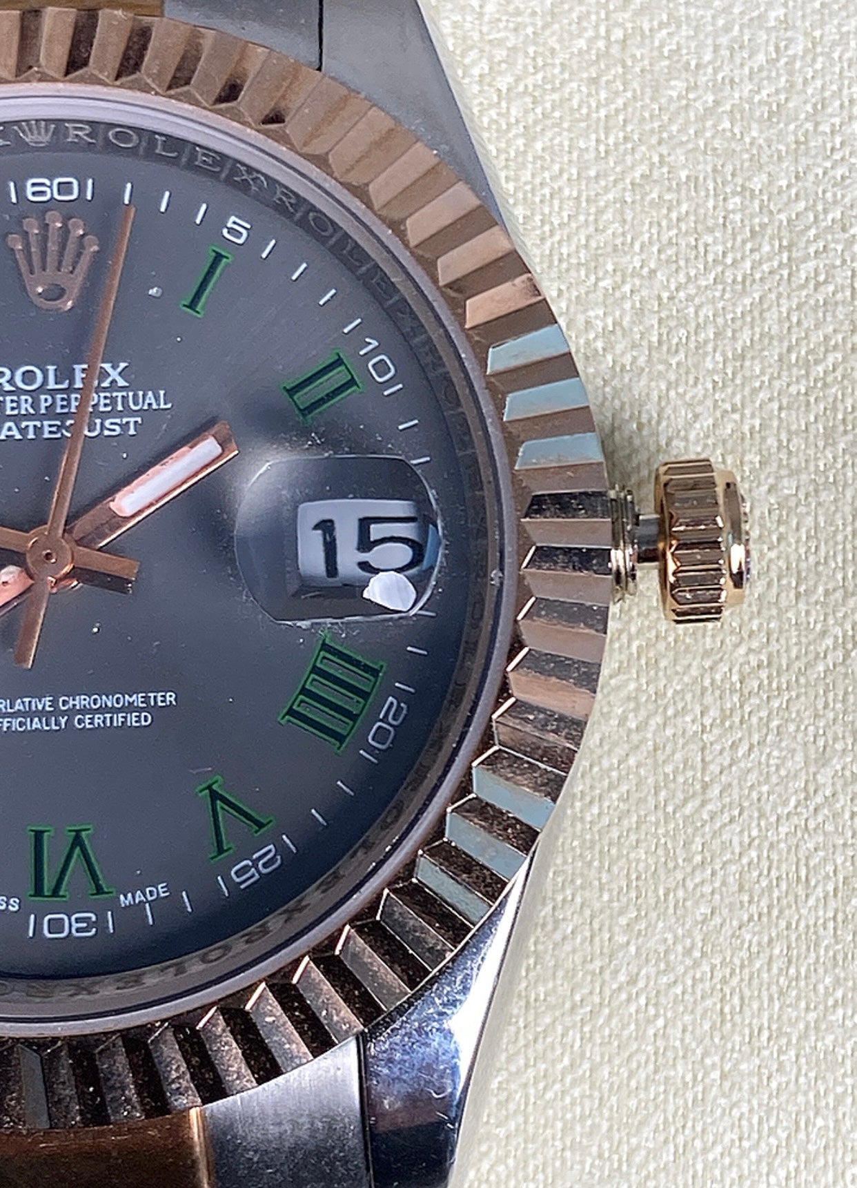 41 mm رولكس داي جست مستعملة اصدار نادر ويمبلدون روز جولد