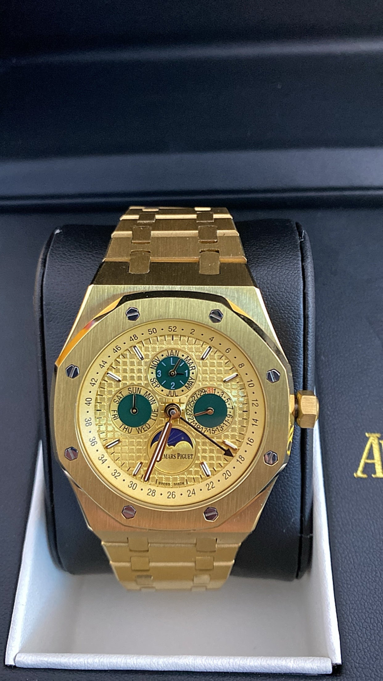 AP Royal Oak Calendar Full gold 41 mm - مصنع كلون طبق الاصل