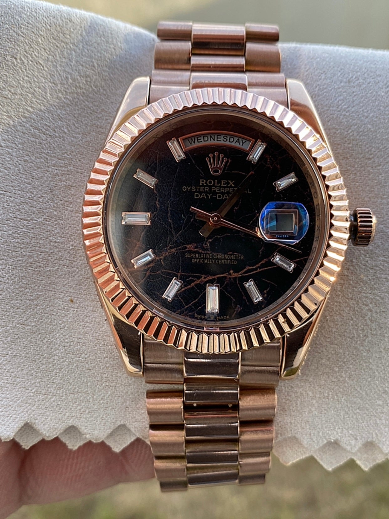 40 mm رولكس داي ديت روز جولد مينا ماربل شركليت - سوبر ماستر
