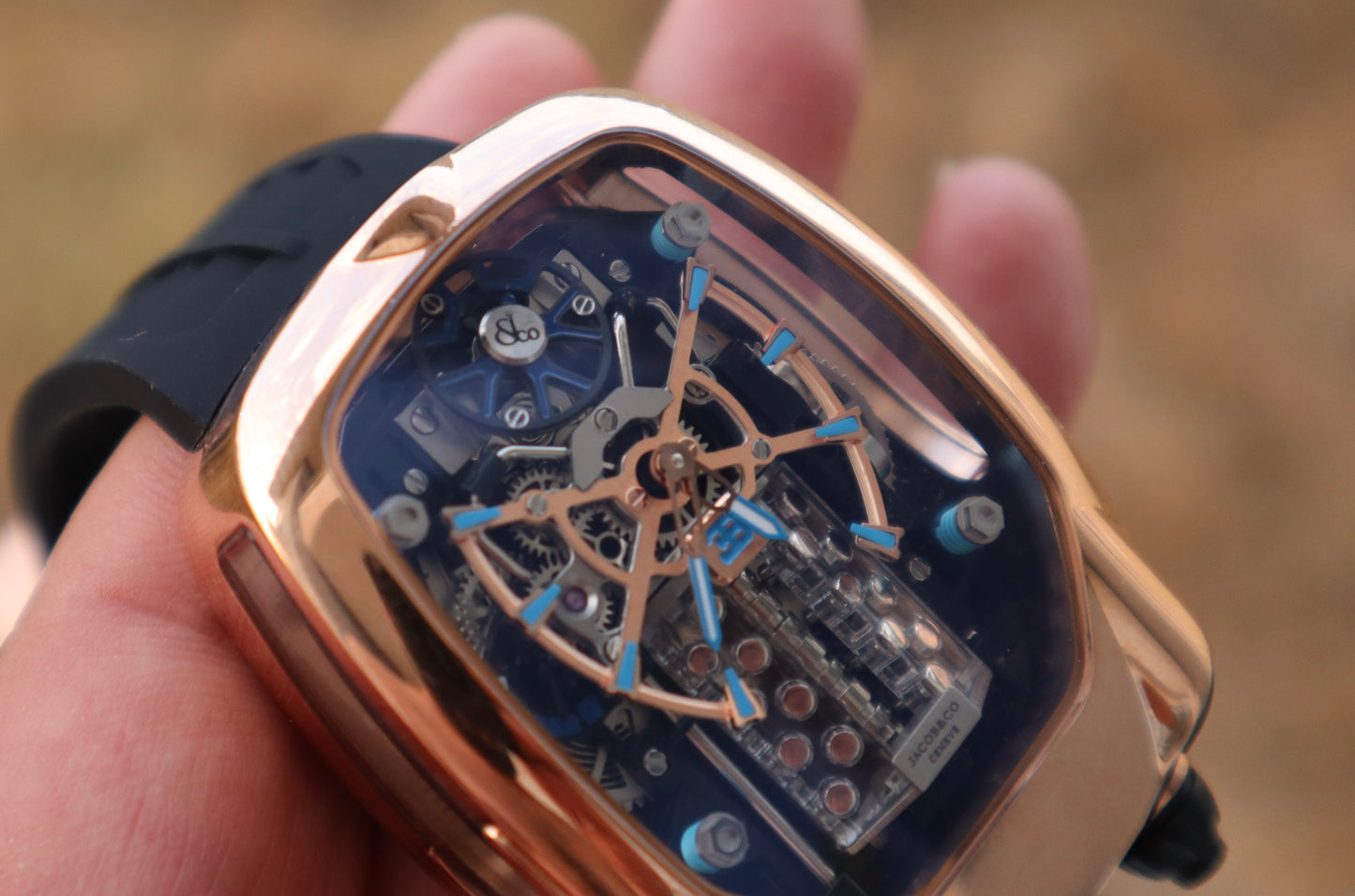( السعر بالاردني ٦٣٠ ) jacob & co bugatti chiron - اصدار كاين ماكينة سويسري صناعة يدوية من الداخل صناعة يدوي (Copy)