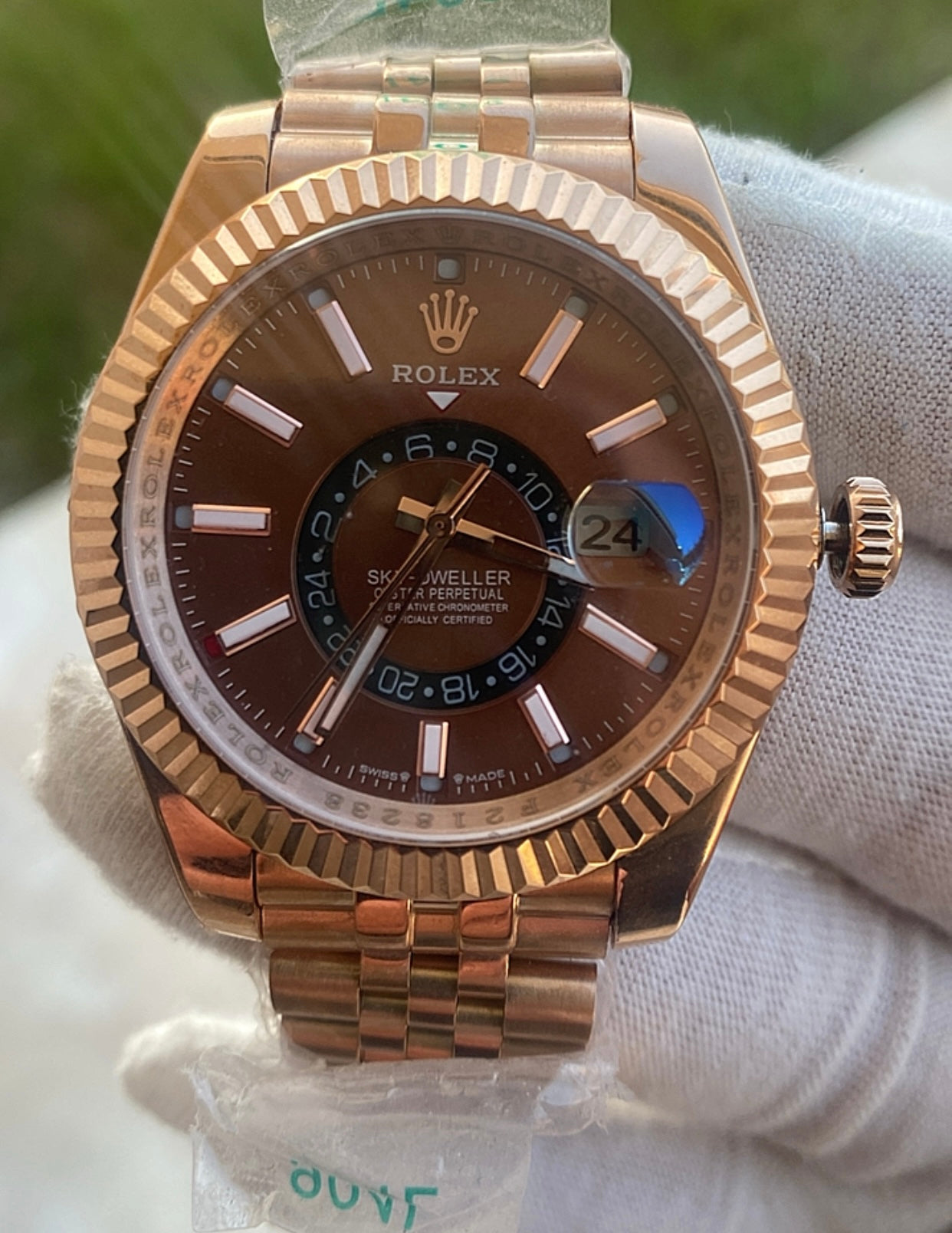 42 mm ساعة رولكس سكاي دولر سوبر كلين - روز جولد بالكامل