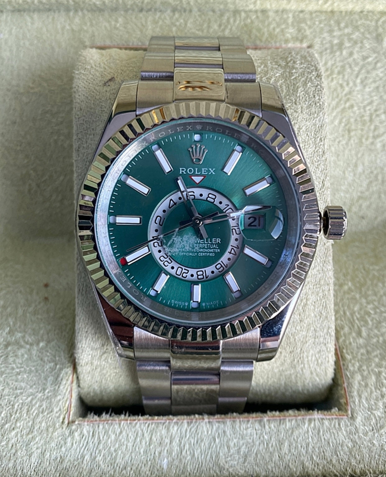 42 mm  رولكس سكاي دولر جرين ديل - الساعة كلون ١٠٠٪