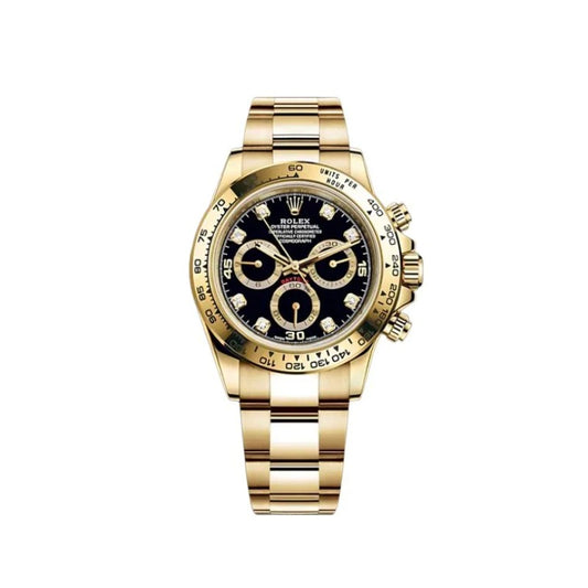 40 mm رولكس دايتونا ذهب أصفر بقرص أسود وأرقام ألماس