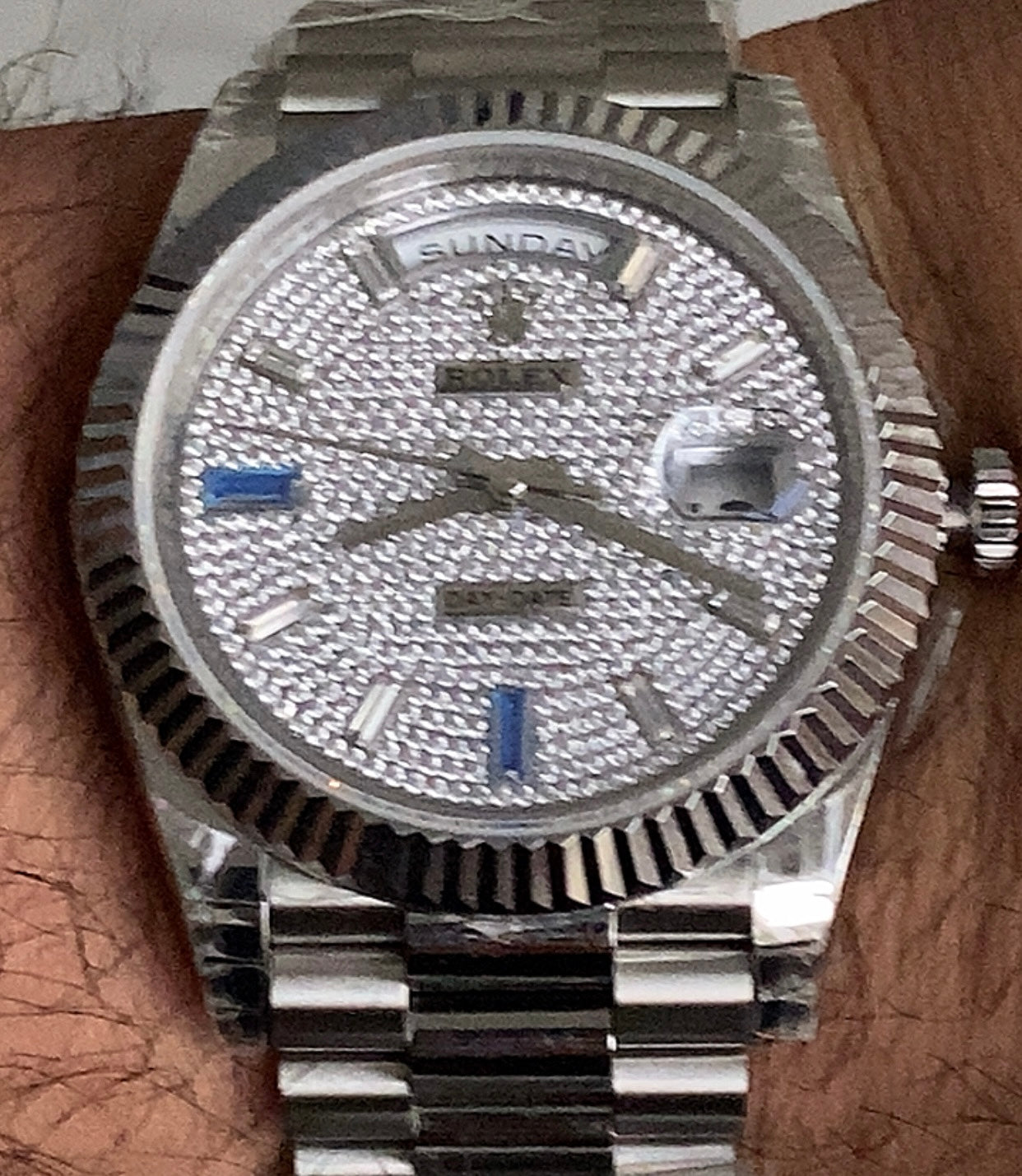 Rolex DayDate Pave Dial - كلين ماكينة طبق الاصل و رقم تسلسلي