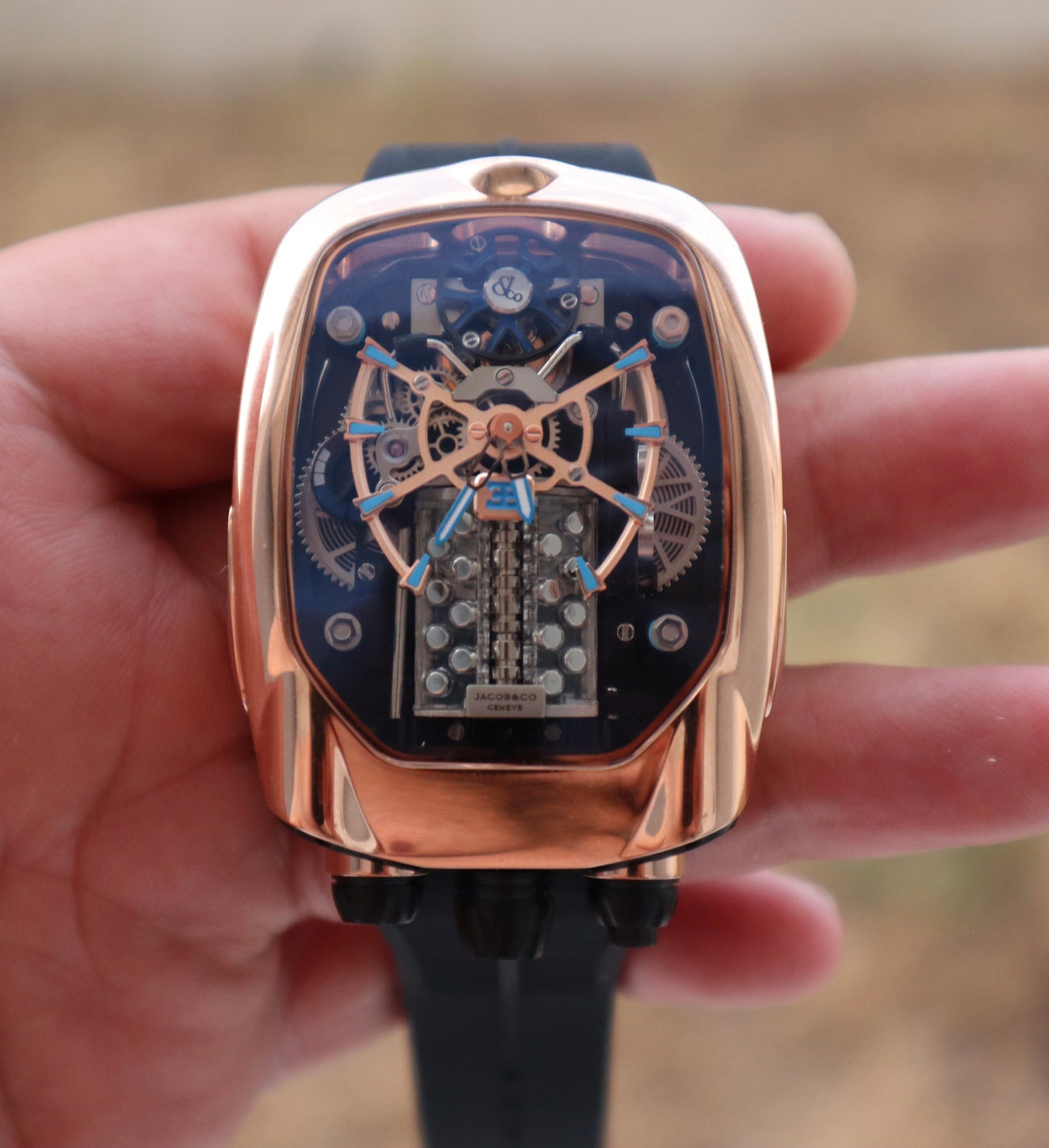 ( السعر بالاردني ٦٣٠ ) jacob & co bugatti chiron - اصدار كاين ماكينة سويسري صناعة يدوية من الداخل صناعة يدوي (Copy)