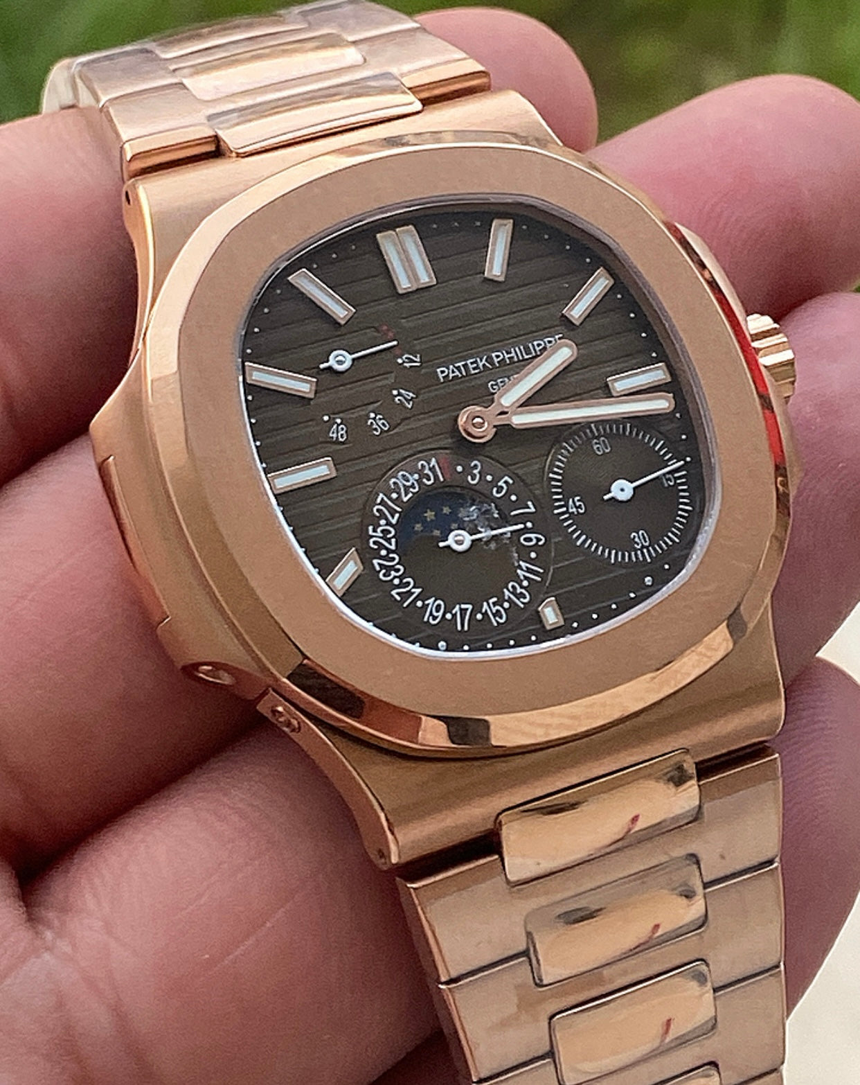  40 mm patek philippe 5712 - تطابق ١٠٠٪ ماكينة سويسري ذهب وردي عيار ١٨ طلاء بنفس درجة الباتيك