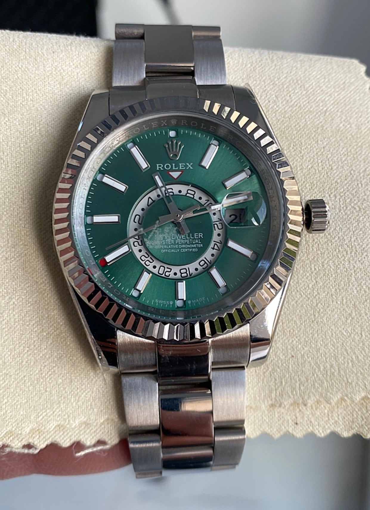 42 mm  رولكس سكاي دولر جرين ديل - الساعة كلون ١٠٠٪
