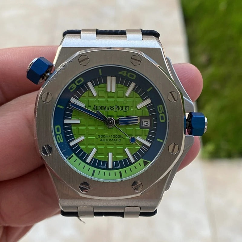 AP offshore 42 mm  - اوف شور كلون طبق الأصل - قطعة واحدة لون فسفور ستراب جلد   (AP 3)