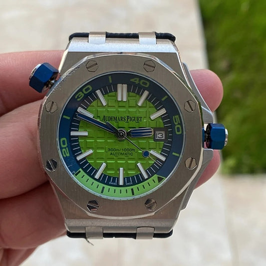 AP offshore 42 mm  - اوف شور كلون طبق الأصل - قطعة واحدة لون فسفور ستراب جلد   (AP 3)