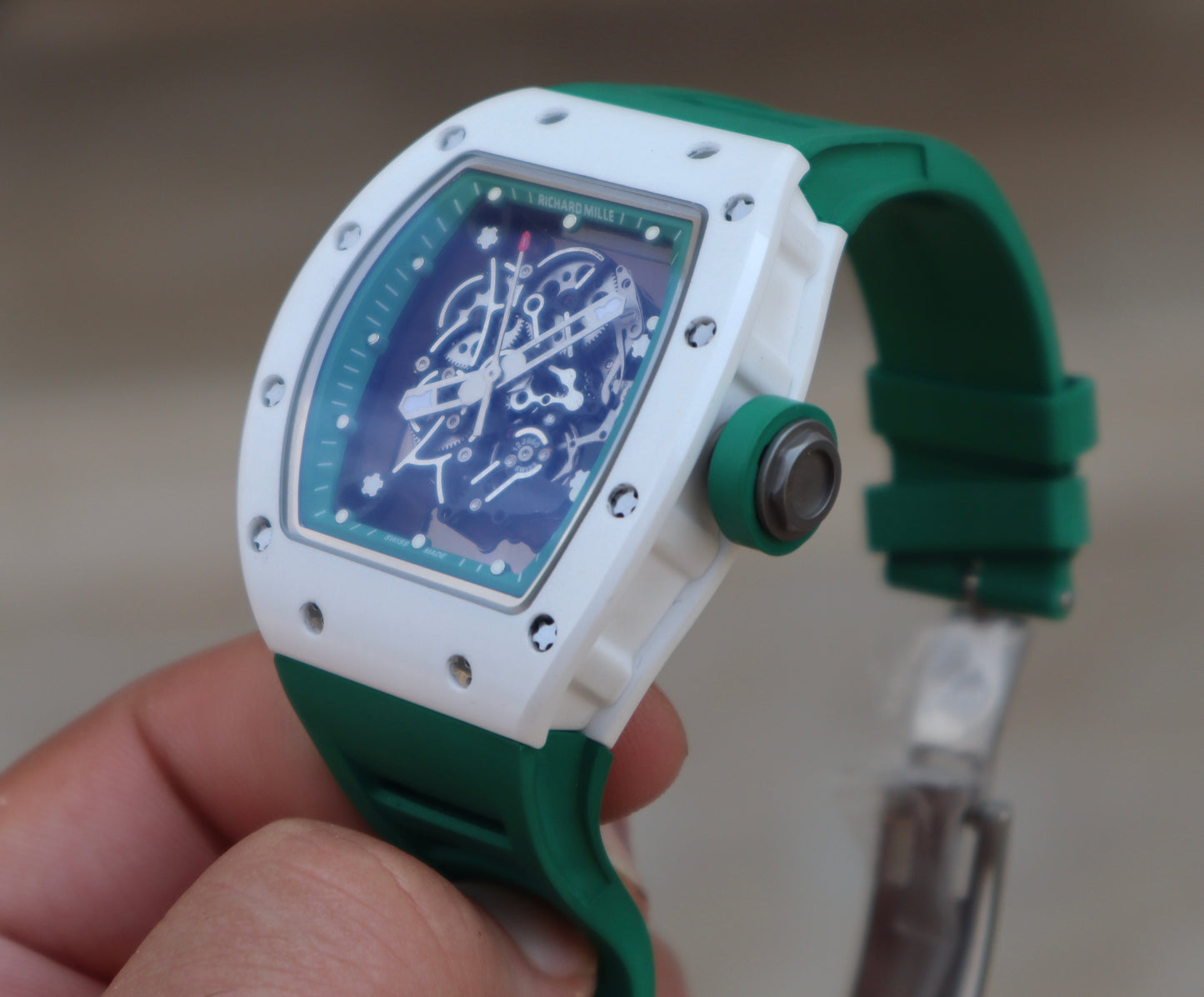 ريتشارد ميل بوبا واتسون وايت سيراميك ستراب اخضر - كلين اعلى جودة موجودة في السوق