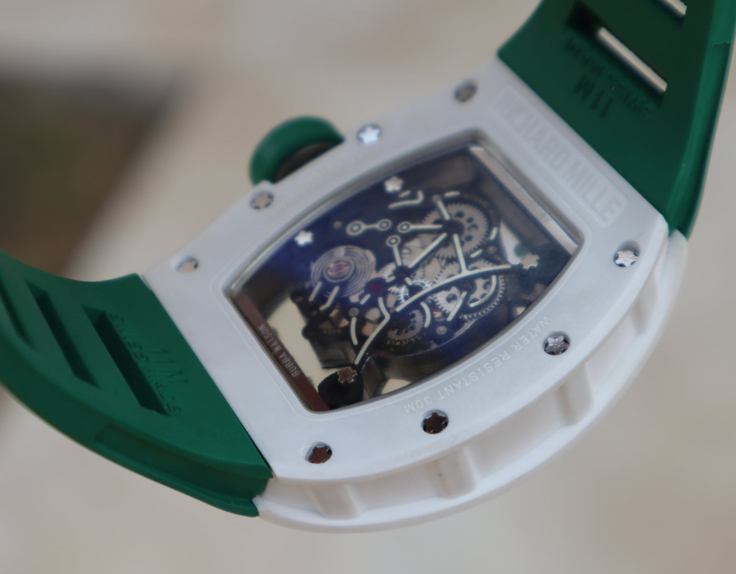 ريتشارد ميل بوبا واتسون وايت سيراميك ستراب اخضر - كلين اعلى جودة موجودة في السوق