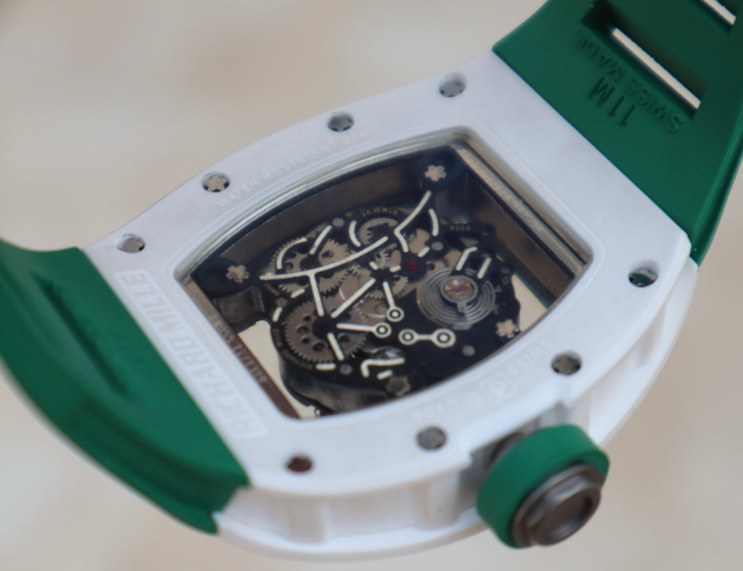 ريتشارد ميل بوبا واتسون وايت سيراميك ستراب اخضر - كلين اعلى جودة موجودة في السوق