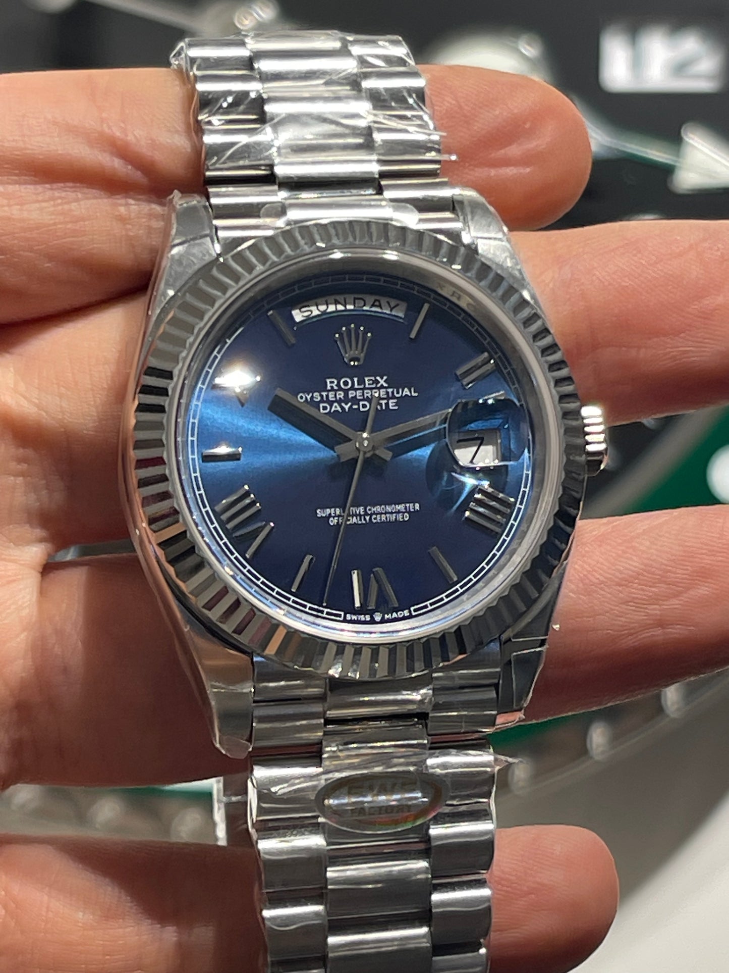 رولكس داي ديت مينا ازرق كلين طبق الاصل قطعه واحده شباب الترا فينيش